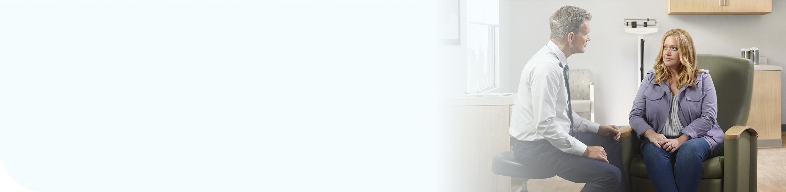 Doctor and patient discussing XYWAV and what dosage might be right for them.